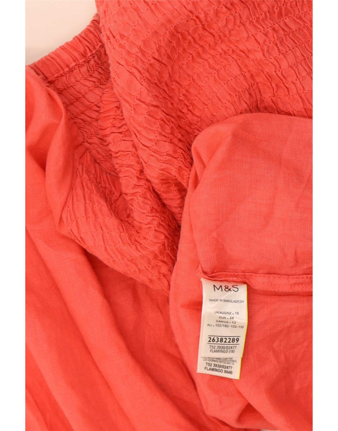 Top in camicetta con maniche a 3/4 da donna Marks & Spencer UK 16 grande lino rosso