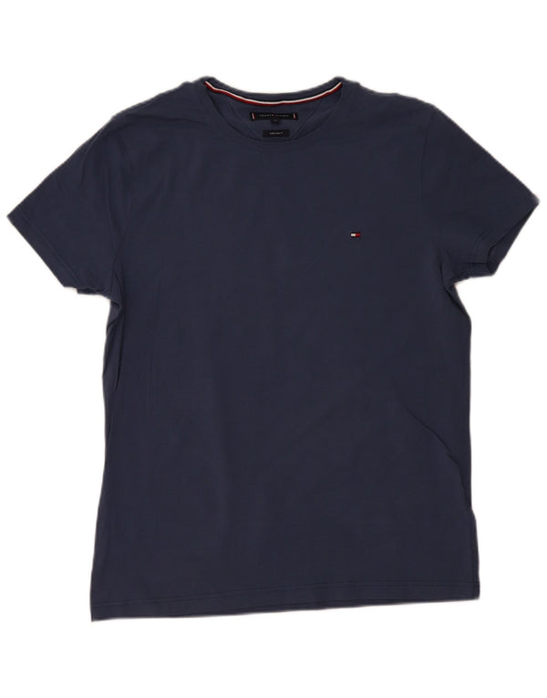 TOMMY HILFIGER Mens Extra Slim T-Shirt Top XL Navy Blue Cotton