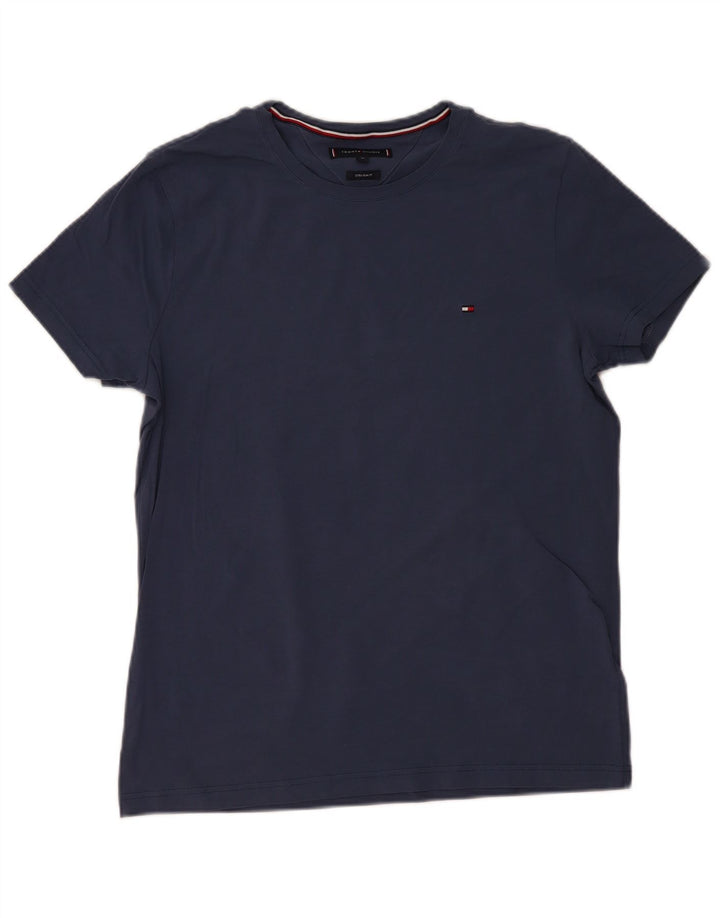 TOMMY HILFIGER T-shirt extra slim da uomo XL XL in cotone blu navy