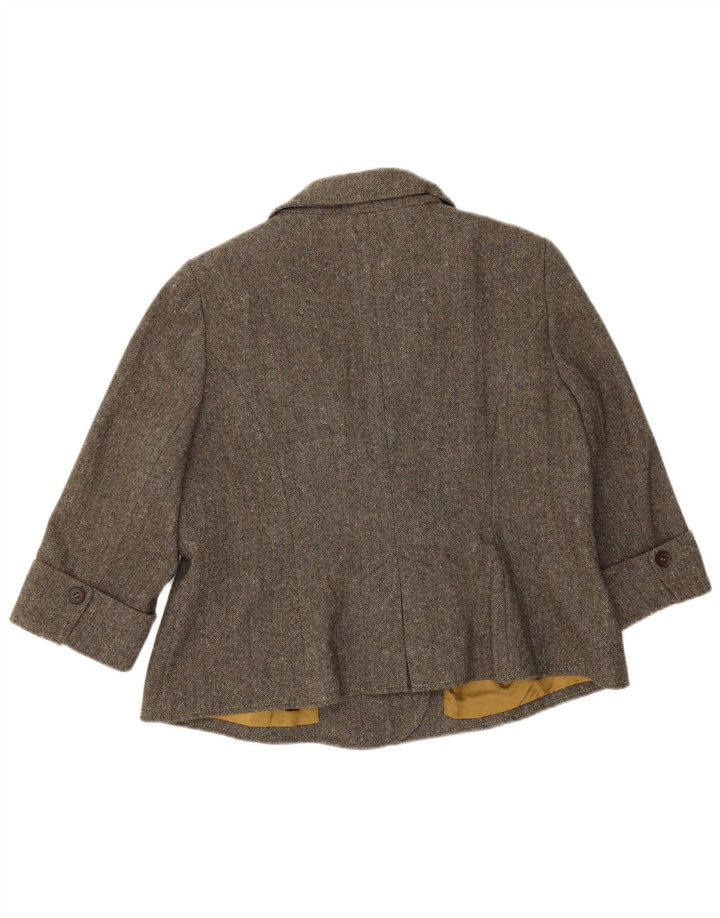 Cappotto da marinaio corto da donna con maniche a 3/4 Monsoon UK 18 XL Lana a spina di pesce grigia