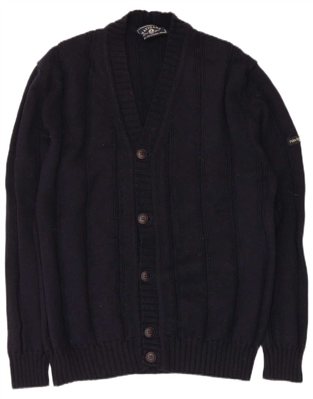 Maglione cardigan da uomo Navigare lana media blu navy