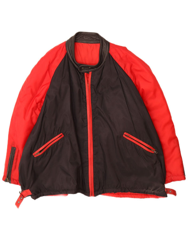 Giubbotto bomber vintage da uomo UK 42 XL rosso color block in poliammide