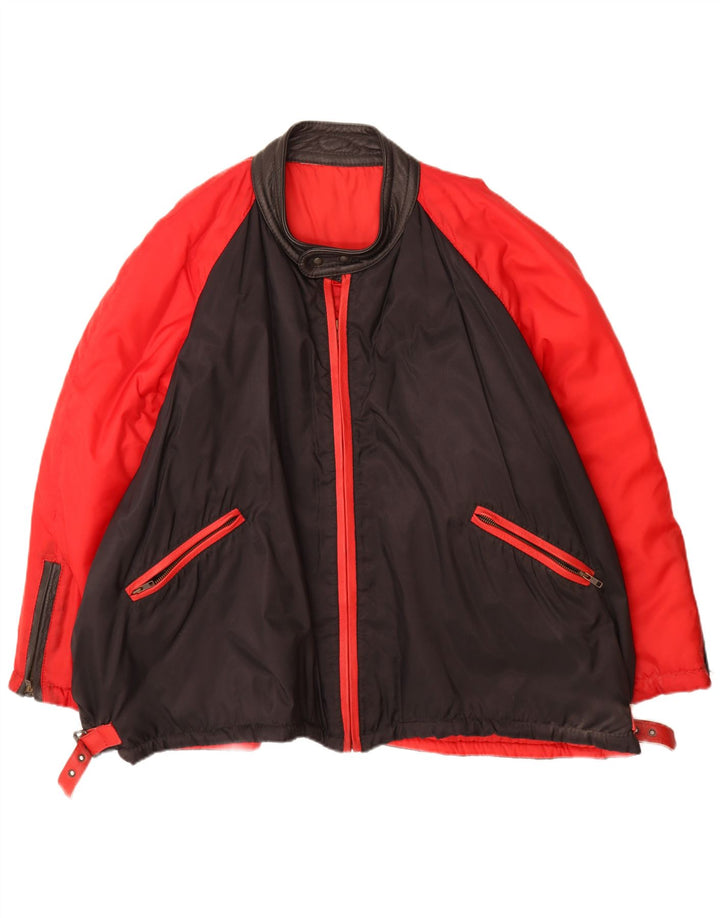 Giubbotto bomber vintage da uomo UK 42 XL rosso color block in poliammide