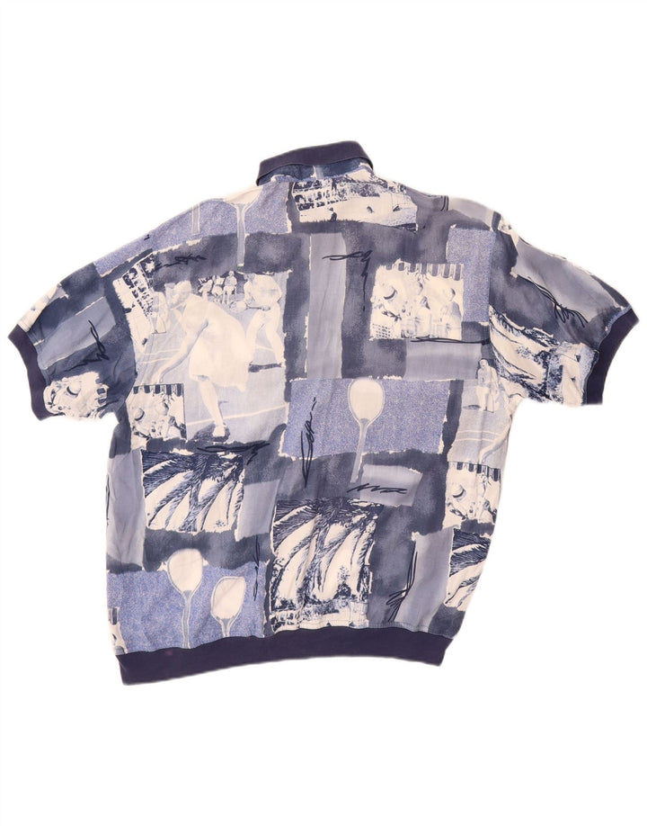 MANGO Camicia pullover a maniche corte da uomo grande patchwork blu