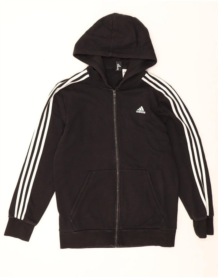 Maglione con cappuccio e zip Adidas da uomo grande in cotone nero