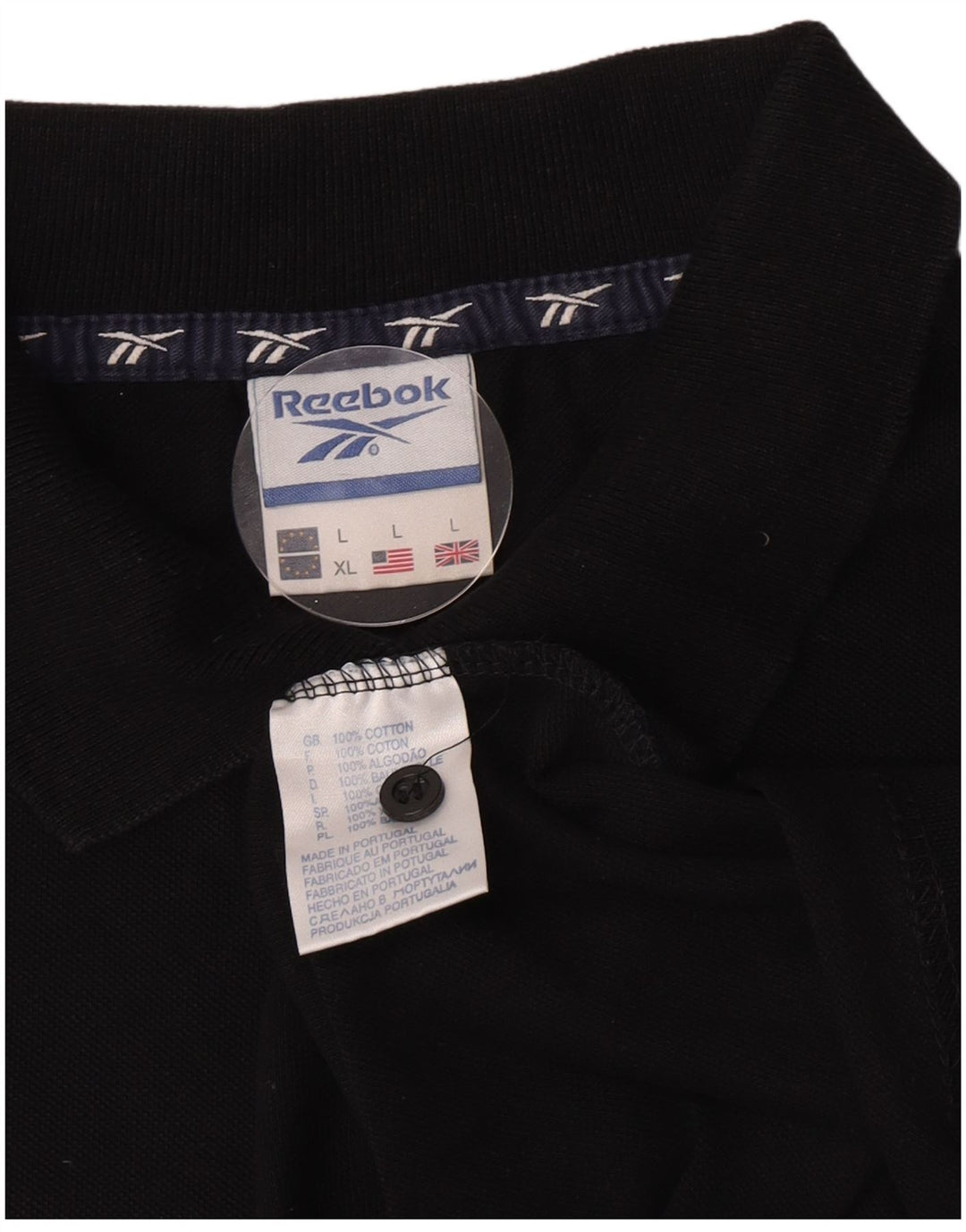 Polo Reebok da uomo grande in cotone nero