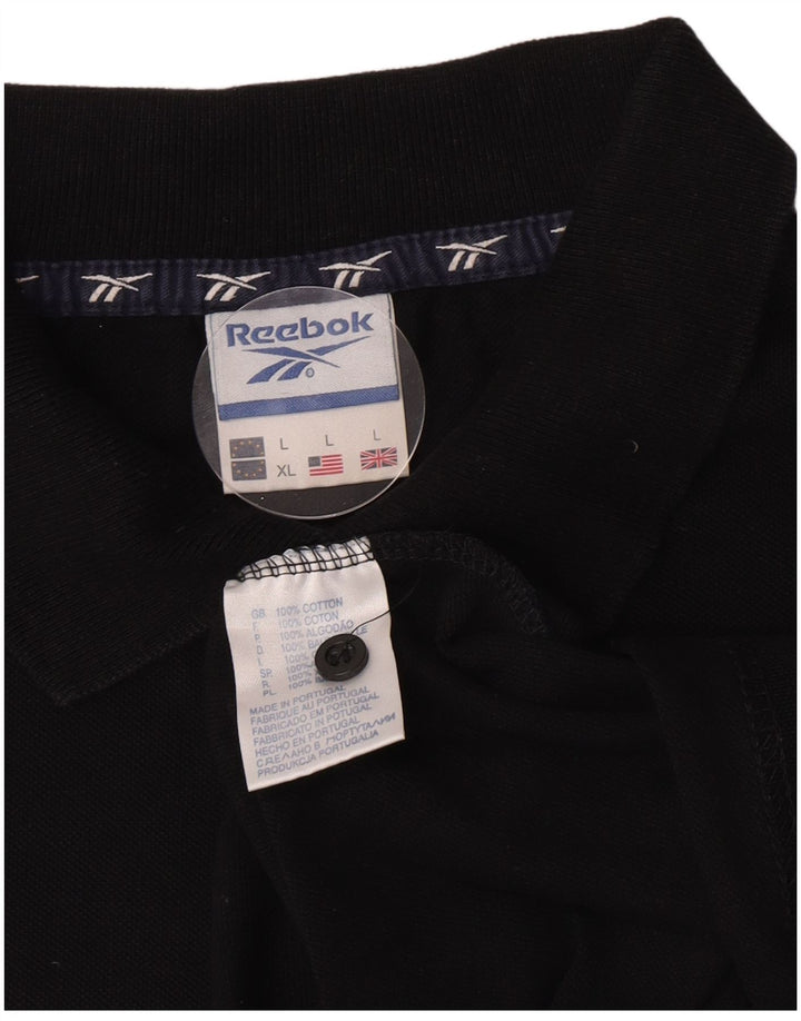 Polo Reebok da uomo grande in cotone nero