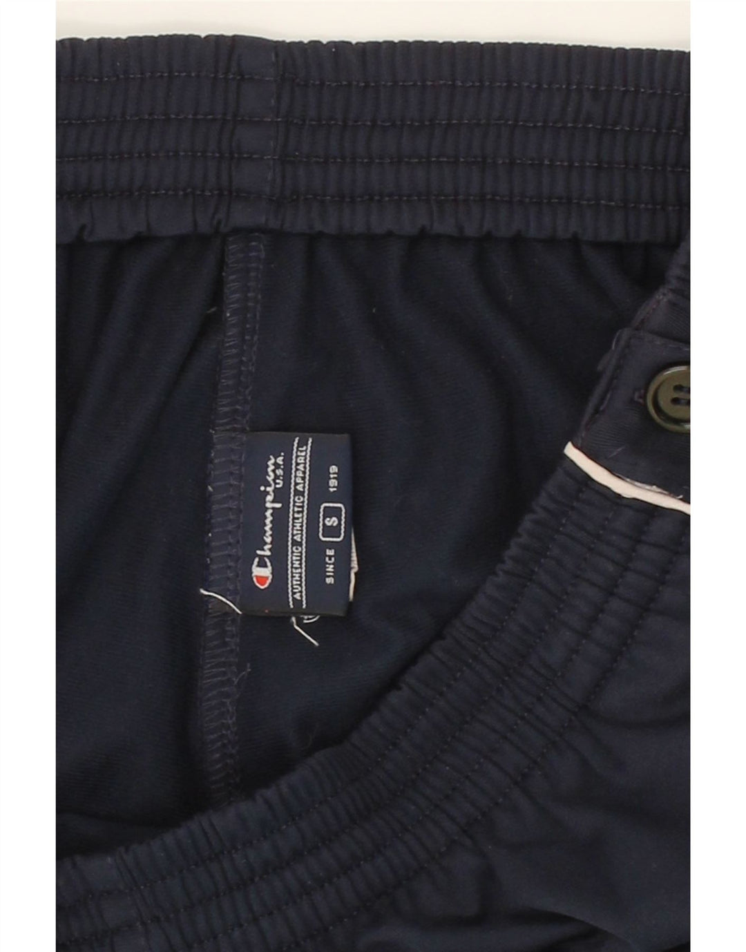 CHAMPION Mens Tracksuit Trousers Small  Navy Blue Polyester Vintage Champion and Second-Hand Champion from Messina Hembry 