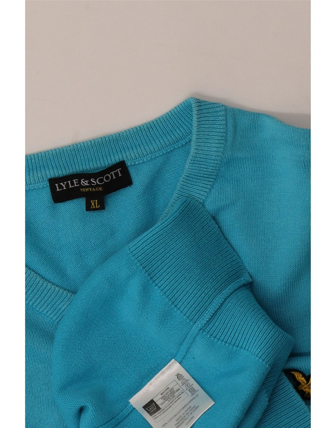 Lyle & Scott Maglione da uomo con scollo a V XL in cotone blu