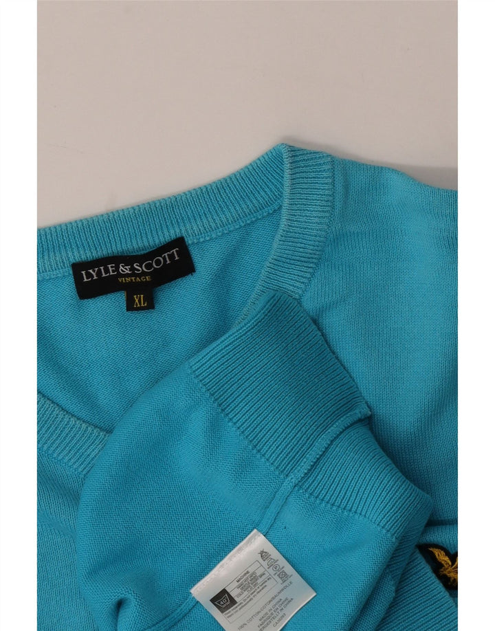 Lyle & Scott Maglione da uomo con scollo a V XL in cotone blu