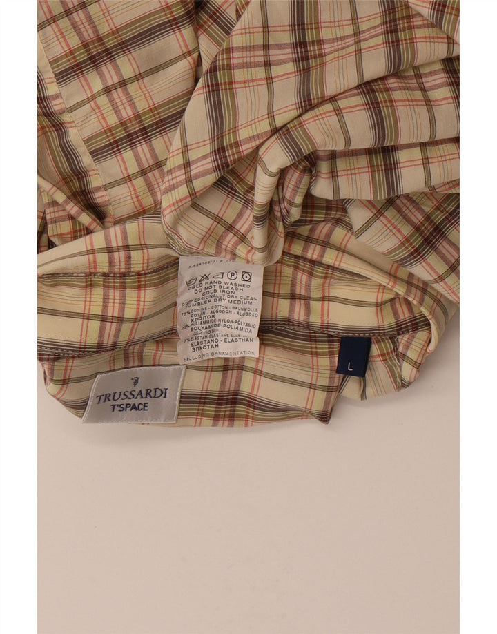 Camicia Trussardi Uomo a Quadri Large Beige Check in Cotone