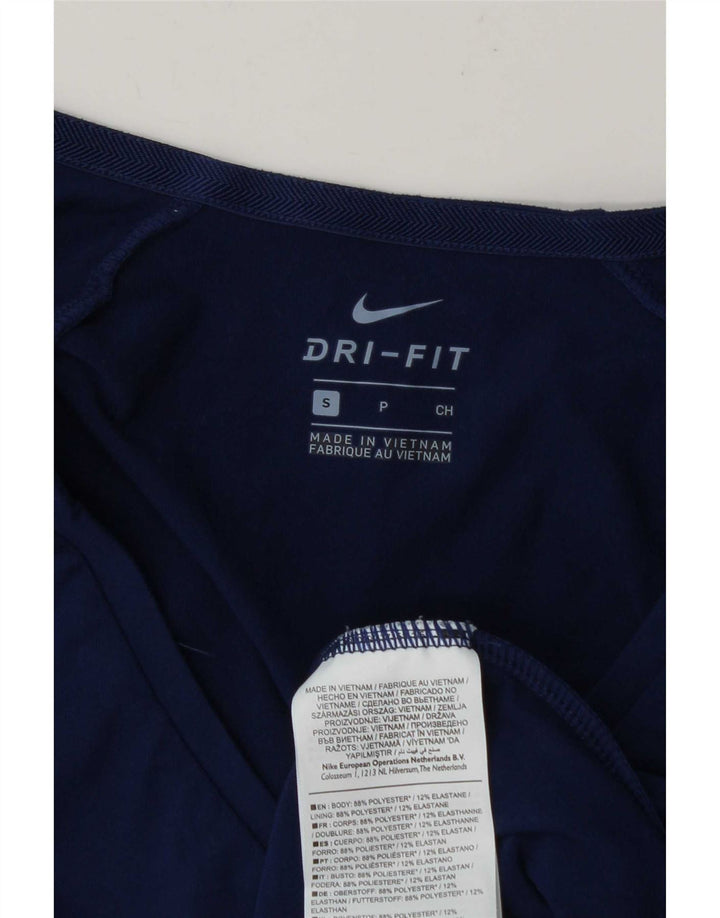 Nike Dri Fit Top da donna a manica lunga UK 10 Small Navy Blu Poliestere