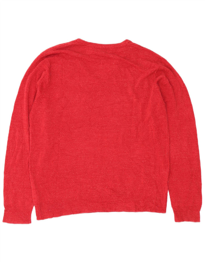 Maglione da uomo con scollo a V Marks & Spencer grande acrilico rosso