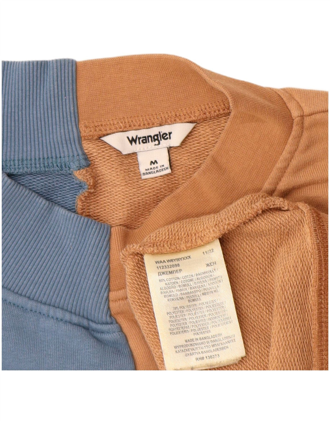 Felpa grafica da uomo Wrangler, maglione, cotone color block, blu medio
