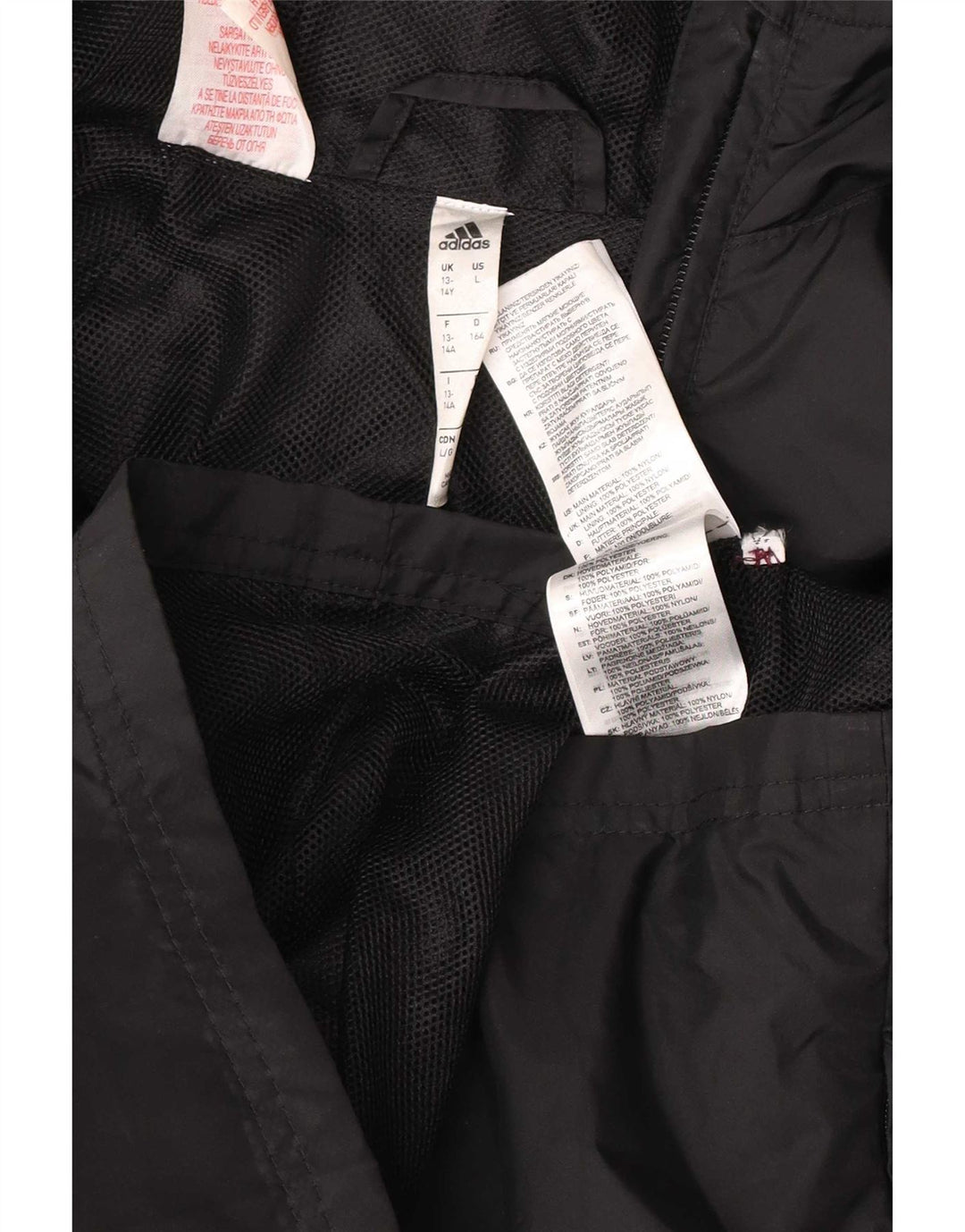 Giacca antipioggia con cappuccio Adidas da ragazzo 13-14 anni in nylon nero