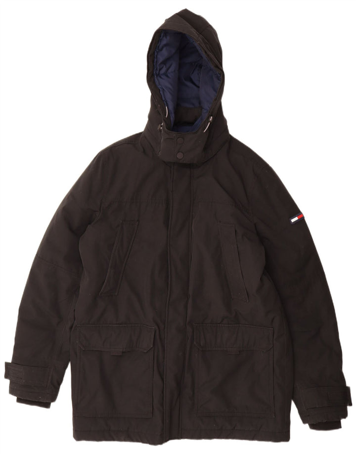 Giacca imbottita con cappuccio da uomo Tommy Hilfiger UK 42 XL poliestere nero