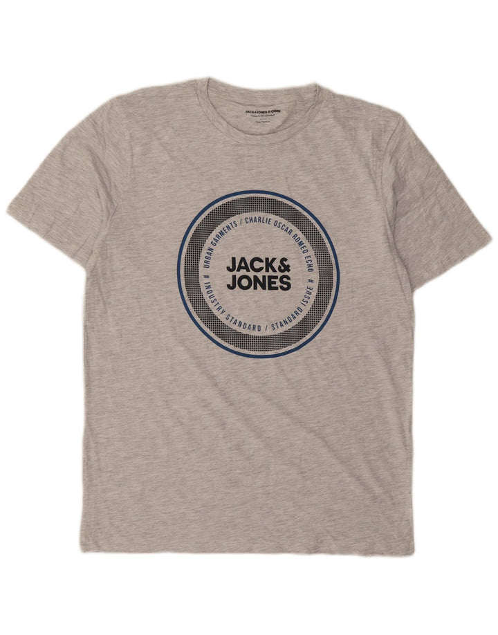 T-shirt grafica da uomo Jack & Jones Top in cotone chiazzato grigio medio