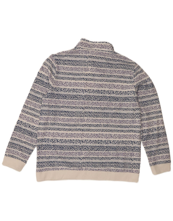 Felpa da donna con collo con zip di Cotton Traders, maglione UK 14, grande motivo floreale bianco