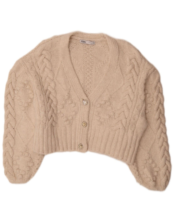 Maglione oversize da donna Zara UK 14 Acrilico bianco sporco medio
