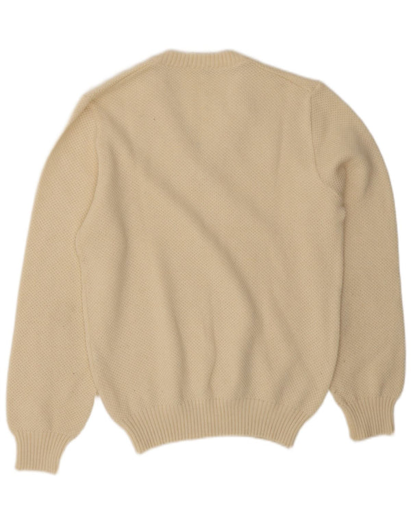 Maglione vintage da uomo con scollo a V IT 50 medio bianco sporco