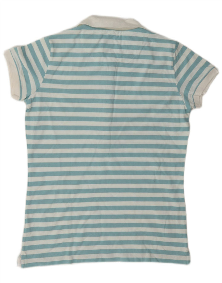 Polo da donna Slam UK 14 cotone a righe blu medio