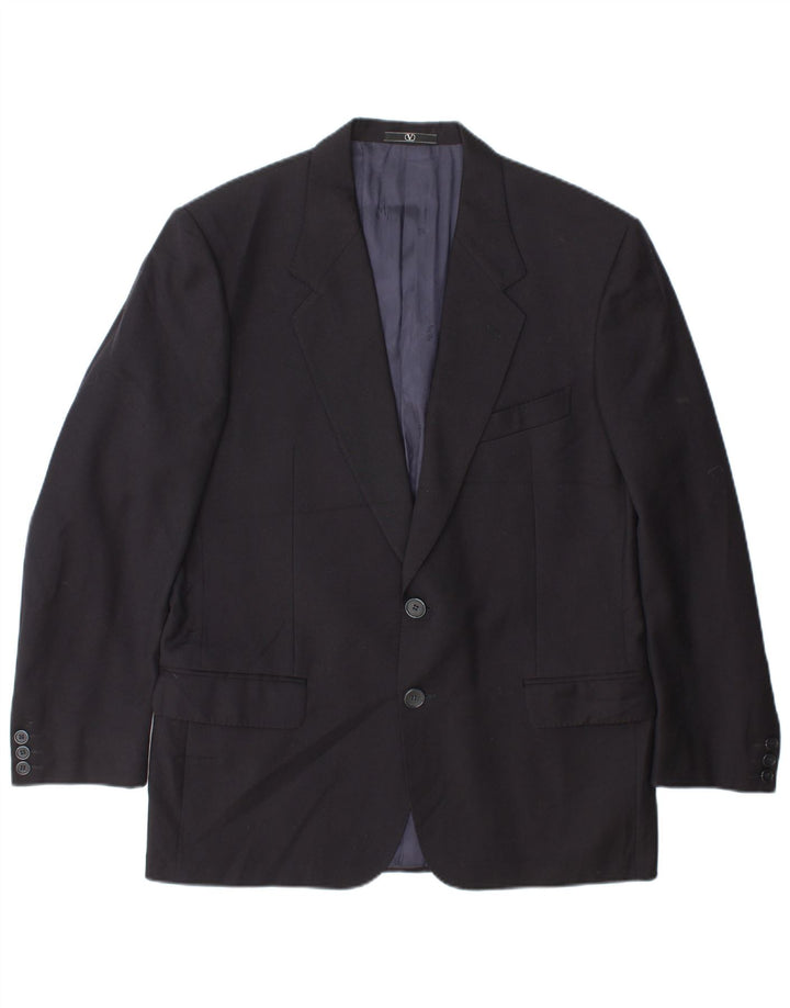 Giacca blazer da uomo a 2 bottoni Valentino IT 50 Large in lana blu navy