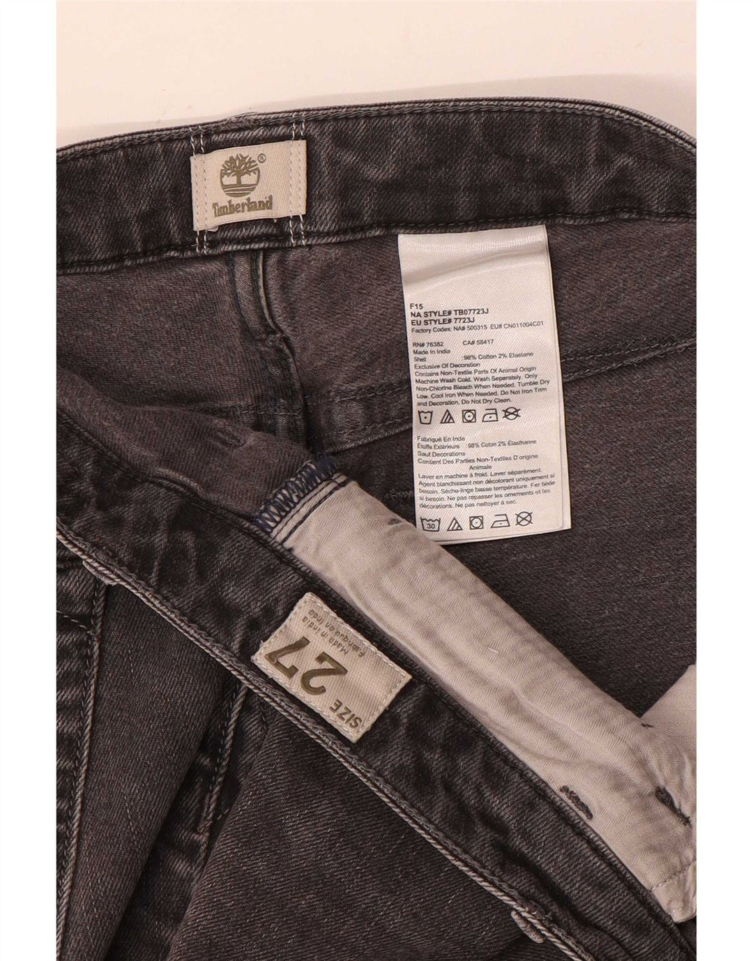 Jeans slim da donna Timberland W27 L27 cotone grigio