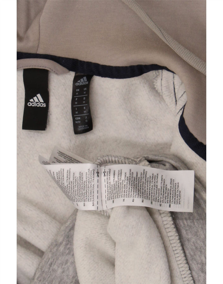 Maglione con cappuccio e zip Adidas da uomo in cotone grigio medio