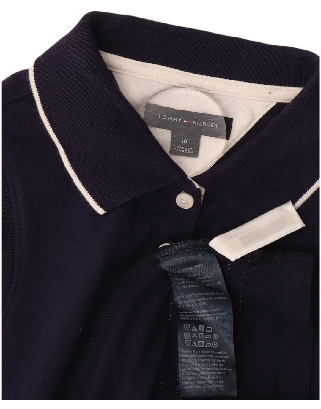 Abito polo per bambina Tommy Hilfiger 9-10 anni in cotone a righe blu navy