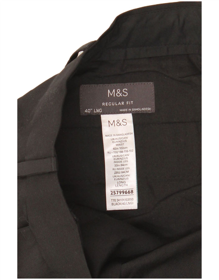 Pantaloni da abito vestibilità regolare da uomo Marks & Spencer W40 L33 poliestere nero