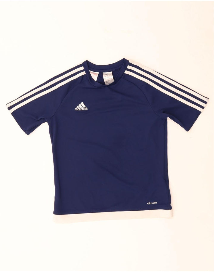 ADIDAS Boys Climalite T-Shirt Top 11-12 Years Navy Blue Polyester
