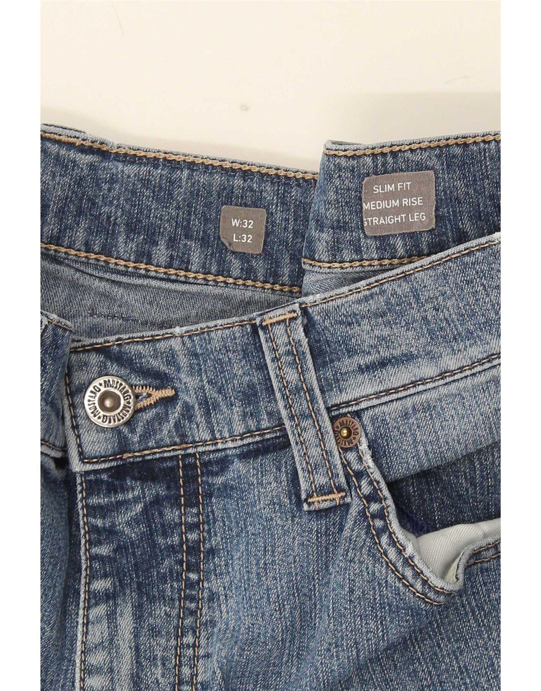 Jeans dritti slim fit da uomo Mustang W32 L32 cotone blu