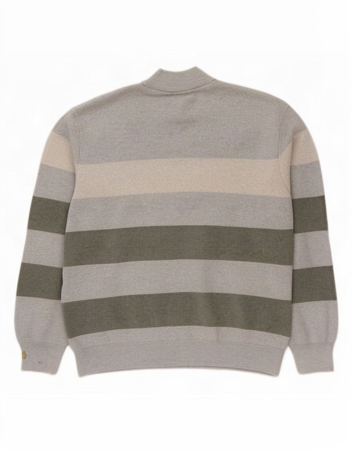 Maglione da uomo Marks & Spencer con zip e collo 3XL cotone a righe grigie