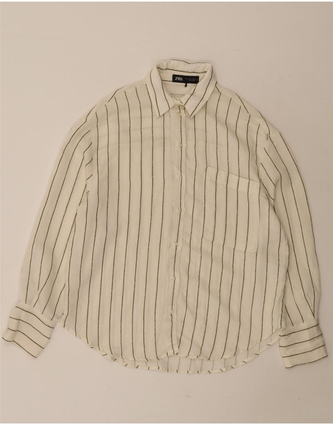 Camicia oversize da donna ZARA UK 10 Small White Striped Modal