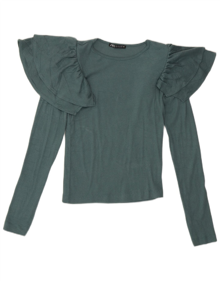 Top Zara da donna a maniche lunghe UK 10 piccolo verde