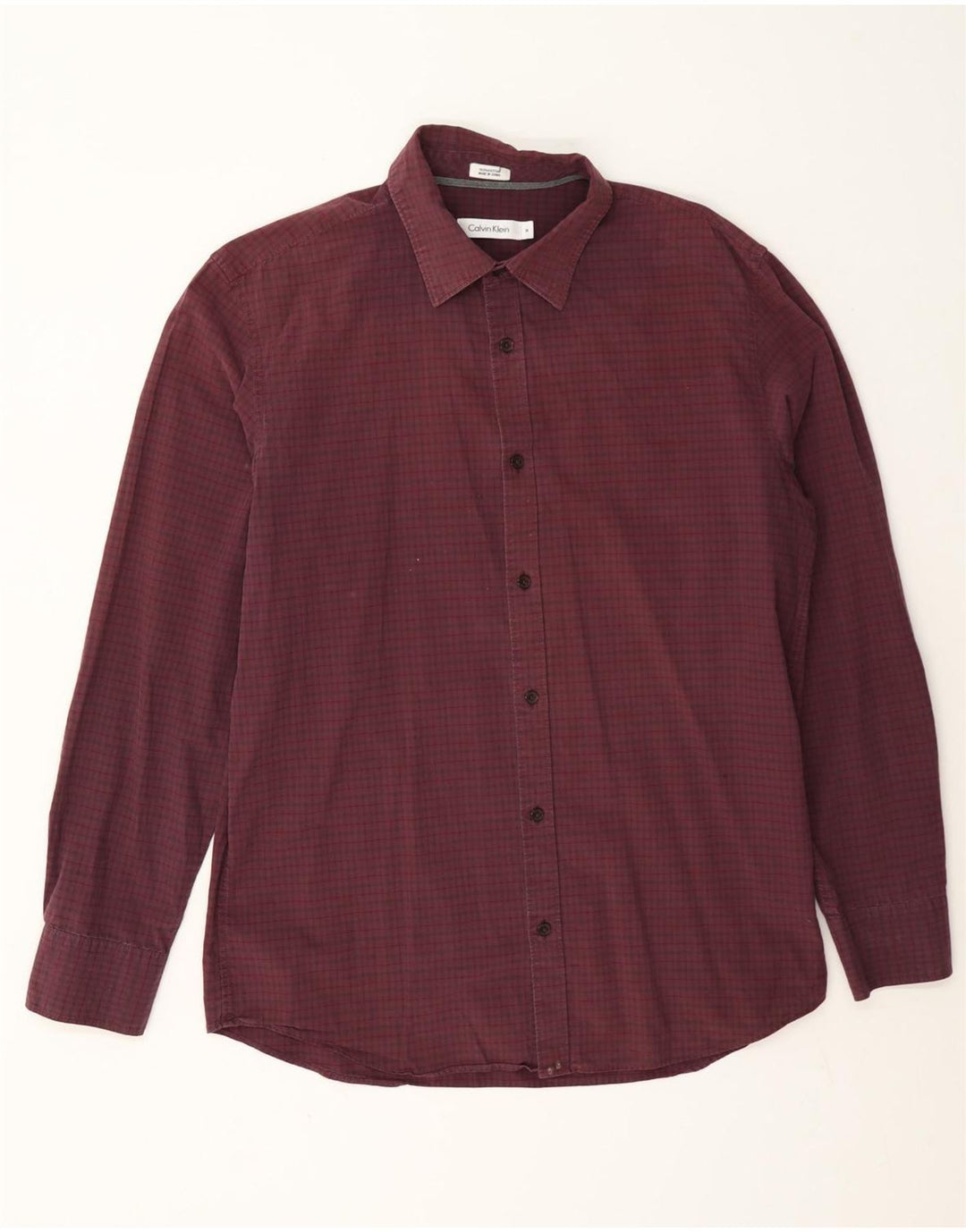 Camicia da uomo Calvin Klein in cotone a quadretti bordeaux medio