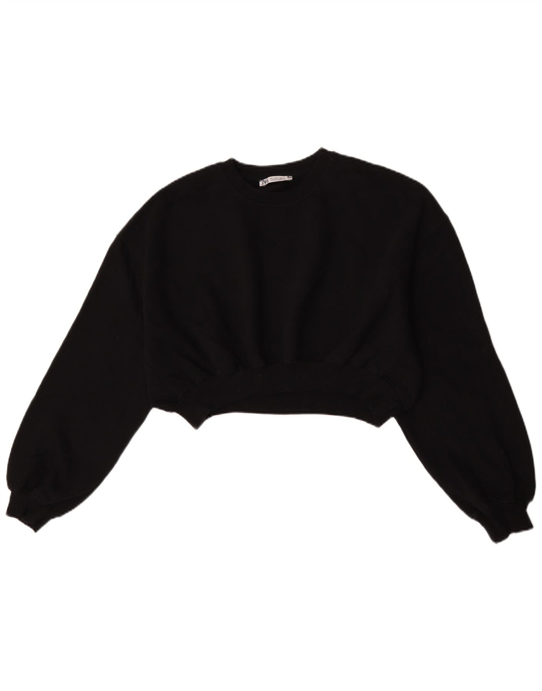 Felpa corta oversize da donna Zara UK 10 piccola in cotone nero