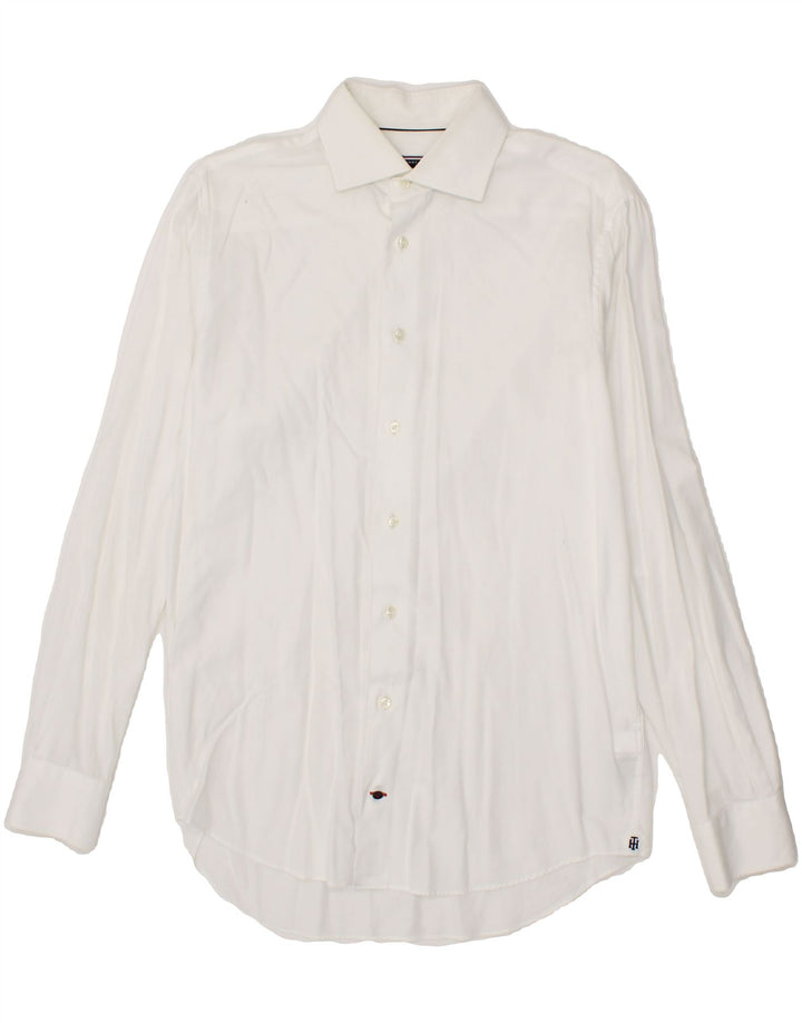 TOMMY HILFIGER Mens Shirt Size 39 15 1/2 Medium White Cotton Vintage Tommy Hilfiger and Second-Hand Tommy Hilfiger from Messina Hembry 