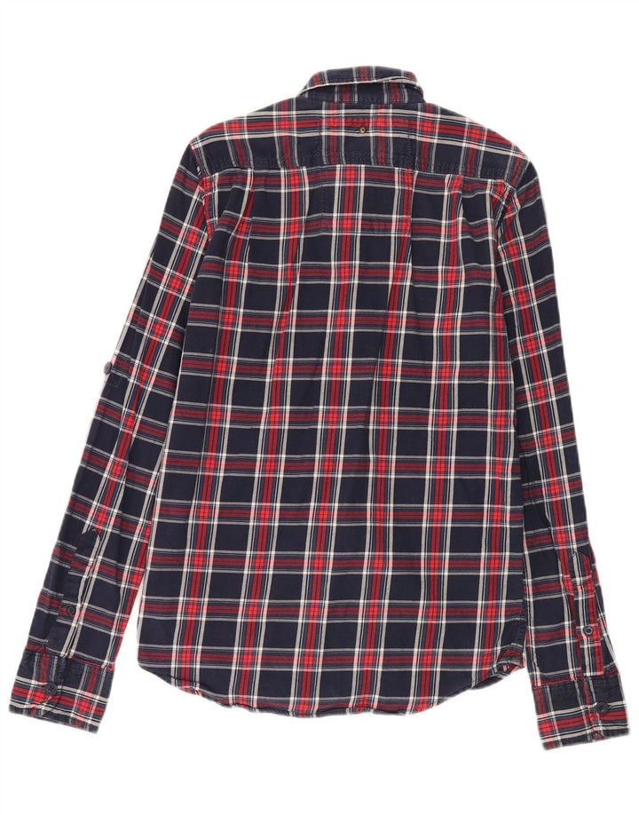 Camicia da uomo in flanella Superdry piccola in cotone a quadri blu navy
