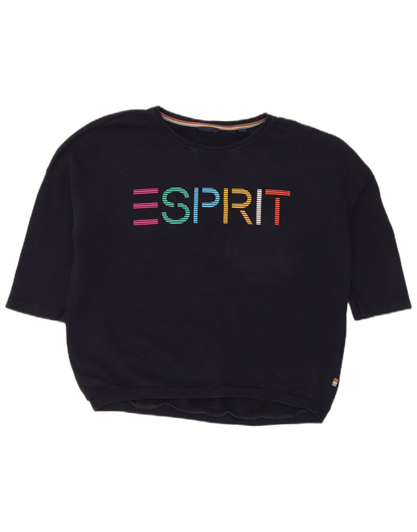 Felpa da donna a maniche corte con grafica Esprit UK 18 XL Blu navy