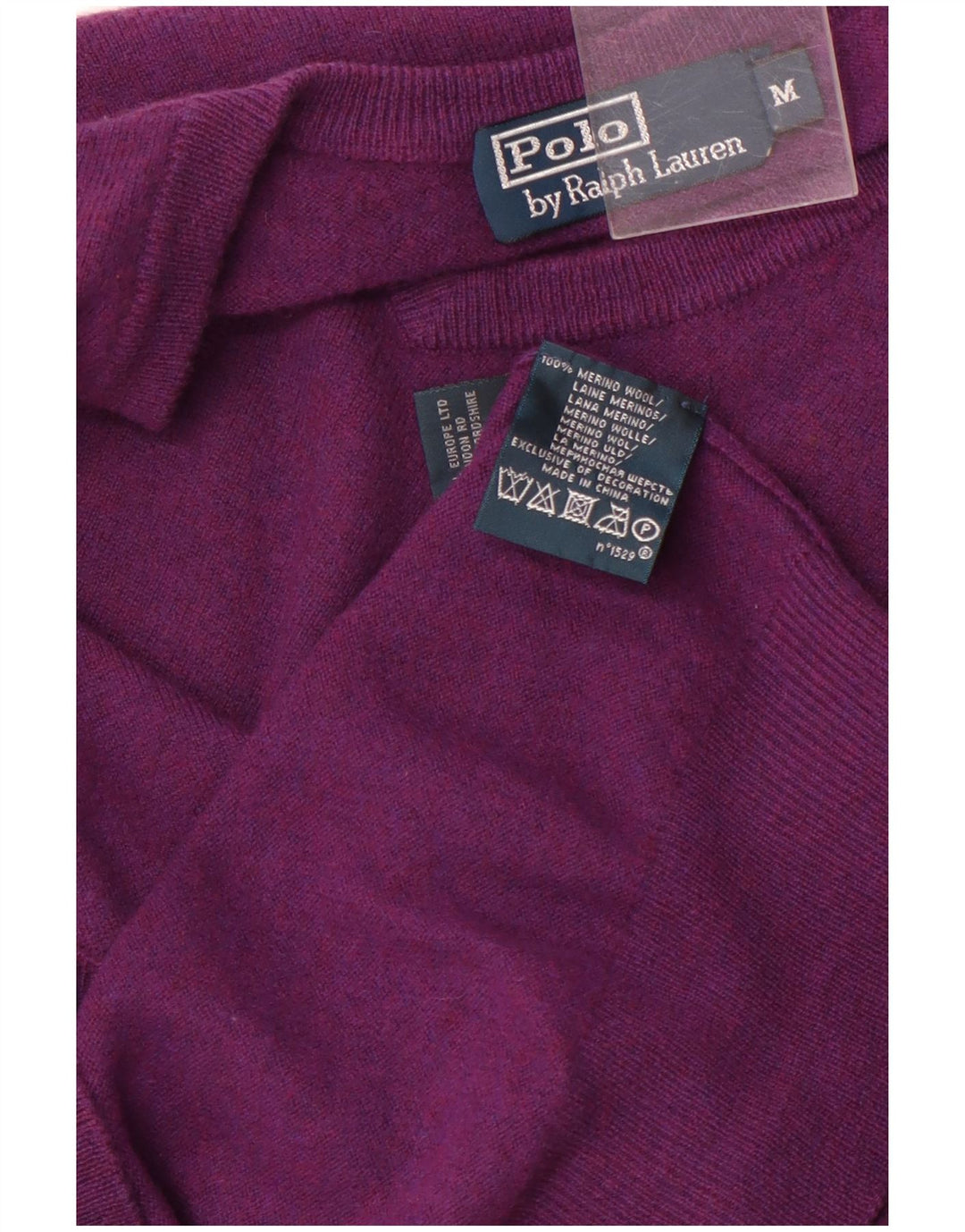 POLO RALPH LAUREN Maglione da uomo con scollo a V in lana merino viola medio