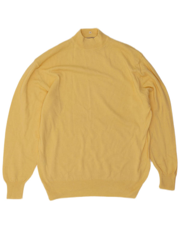 Vintage Mens Turtle Neck Jumper Sweater IT 52 Large Yellow Merino Wool