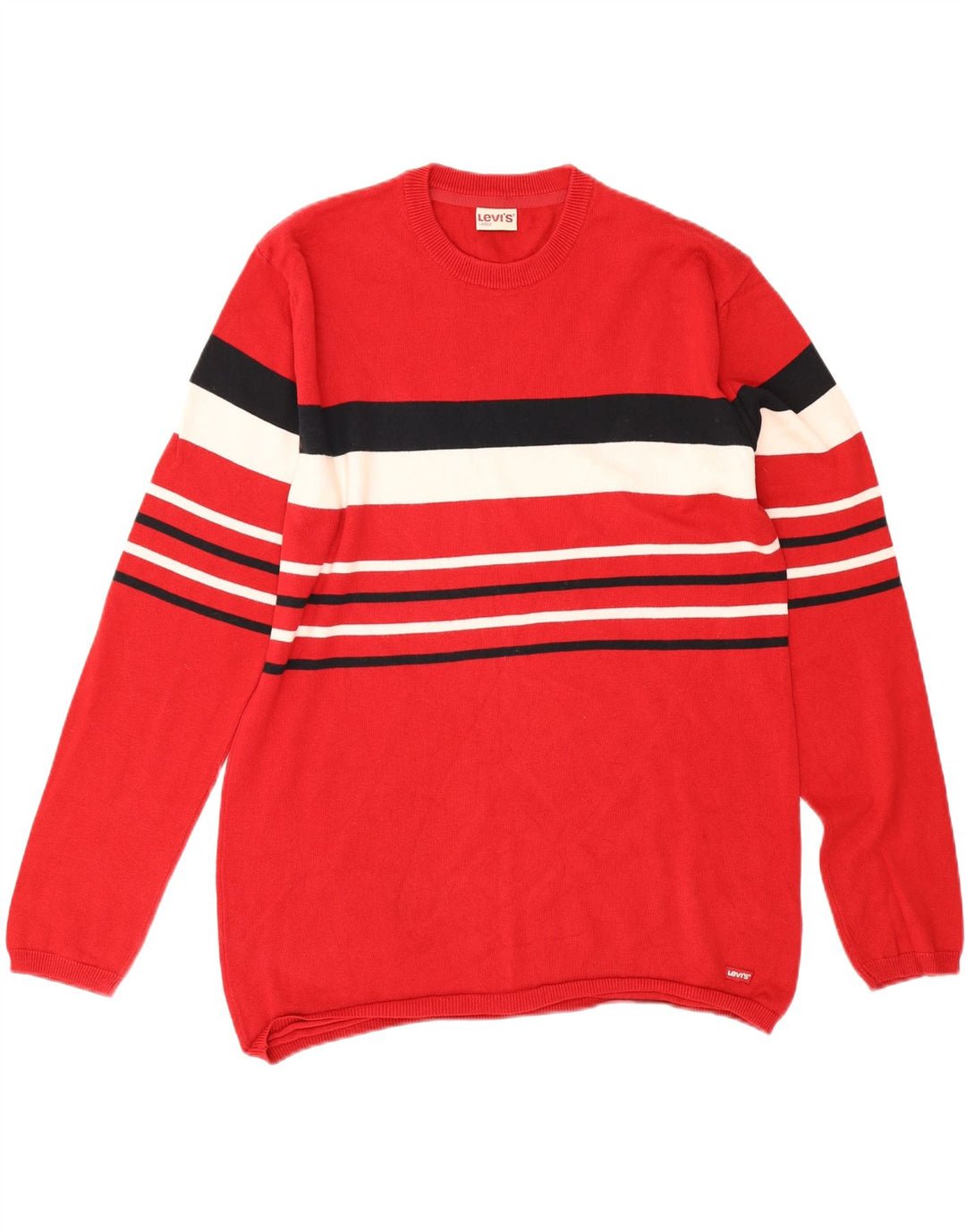 Levi's Uomo Maglione Girocollo Maglione in Cotone a Righe Rosse Grandi