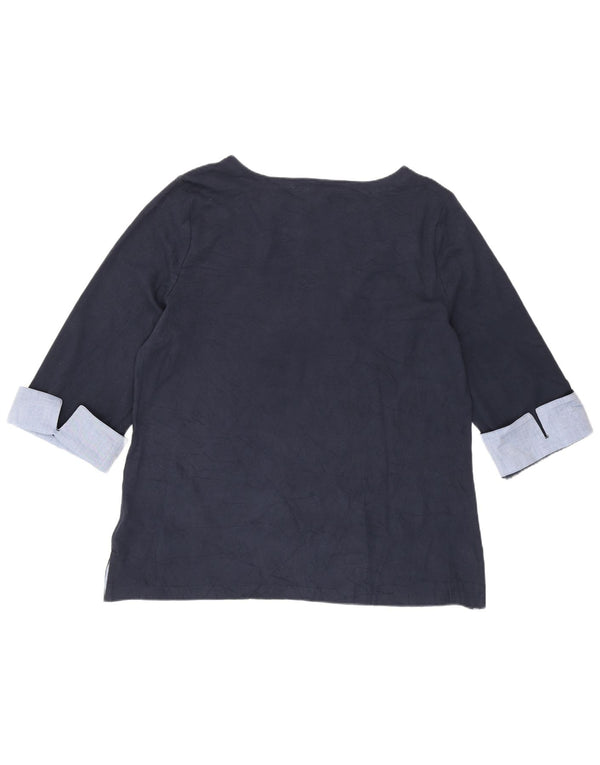 Top da donna Nautica manica 3/4 UK 20 2XL cotone color block blu navy