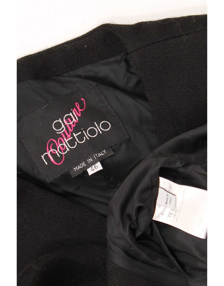 Gai Mattiolo Giacca Blazer da Donna a 1 Bottone IT 46 Large Nera in Lana Vergine