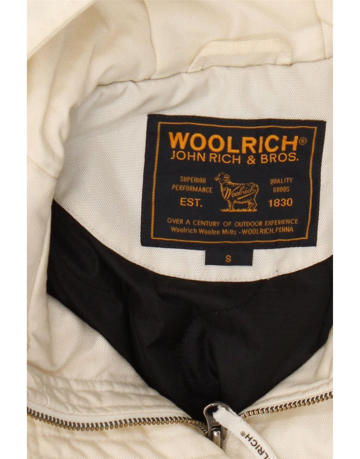 Bomber con cappuccio da donna Woolrich UK 10 piccolo nylon bianco sporco