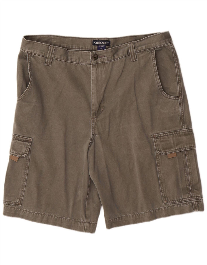 Pantaloncini cargo da uomo CHEROKEE W34 Large in cotone grigio