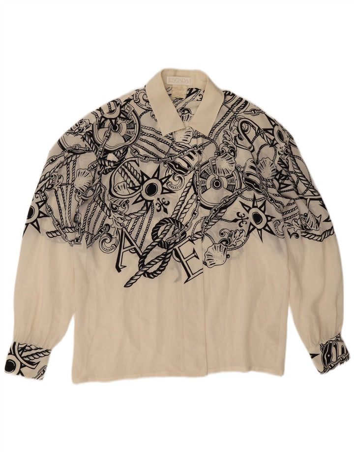 Camicetta da donna con motivo astratto Escada EU 40 medio bianco sporco