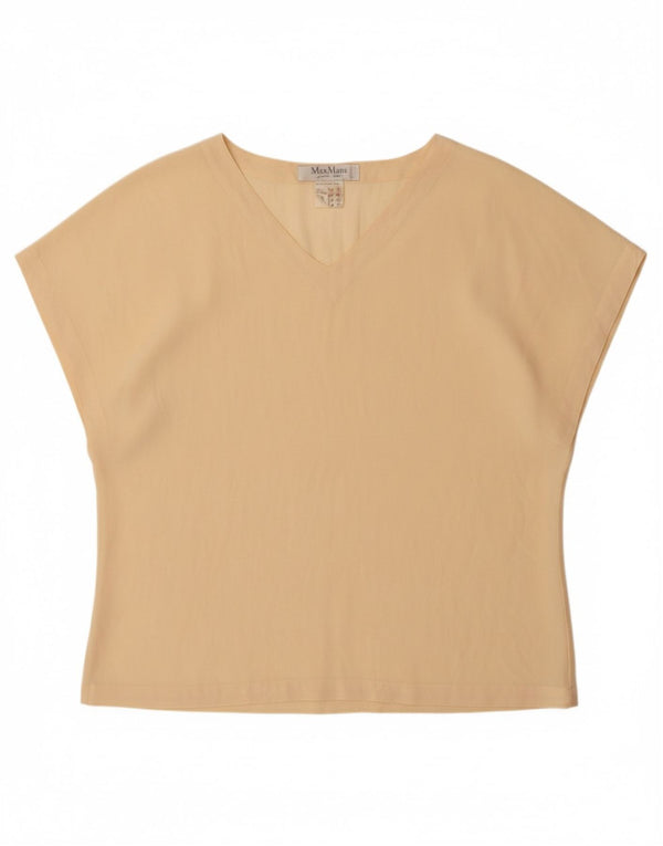 MAX MARA T-shirt da donna Top UK 14 Large Beige Seta