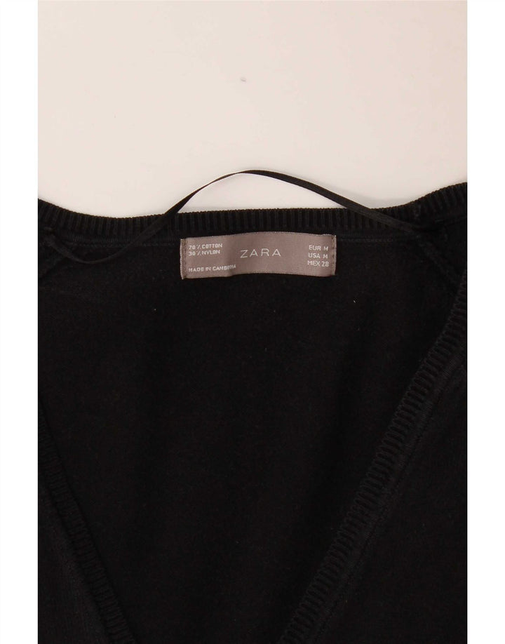 Maglione cardigan da donna Zara UK 12 cotone nero medio